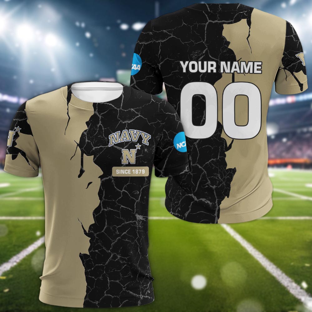 Navy Midshipmen 3d Cracked Design Personalized Apparel