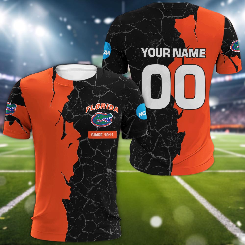 Florida Gators 3d Cracked Design Personalized Apparel