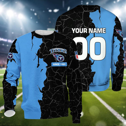 Tennessee Titans 3d Cracked Design Personalized Apparel