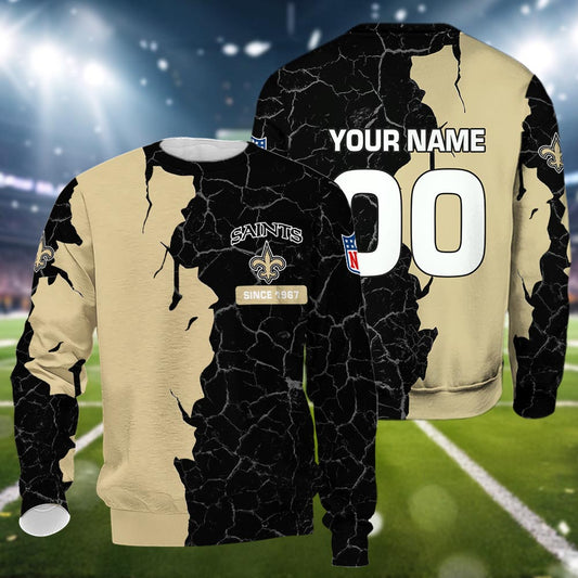 New Orleanssaints 3d Cracked Design Personalized Apparel