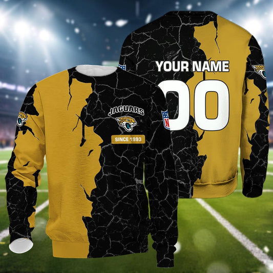 Jacksonville Jaguars 3d Cracked Design Personalized Apparel