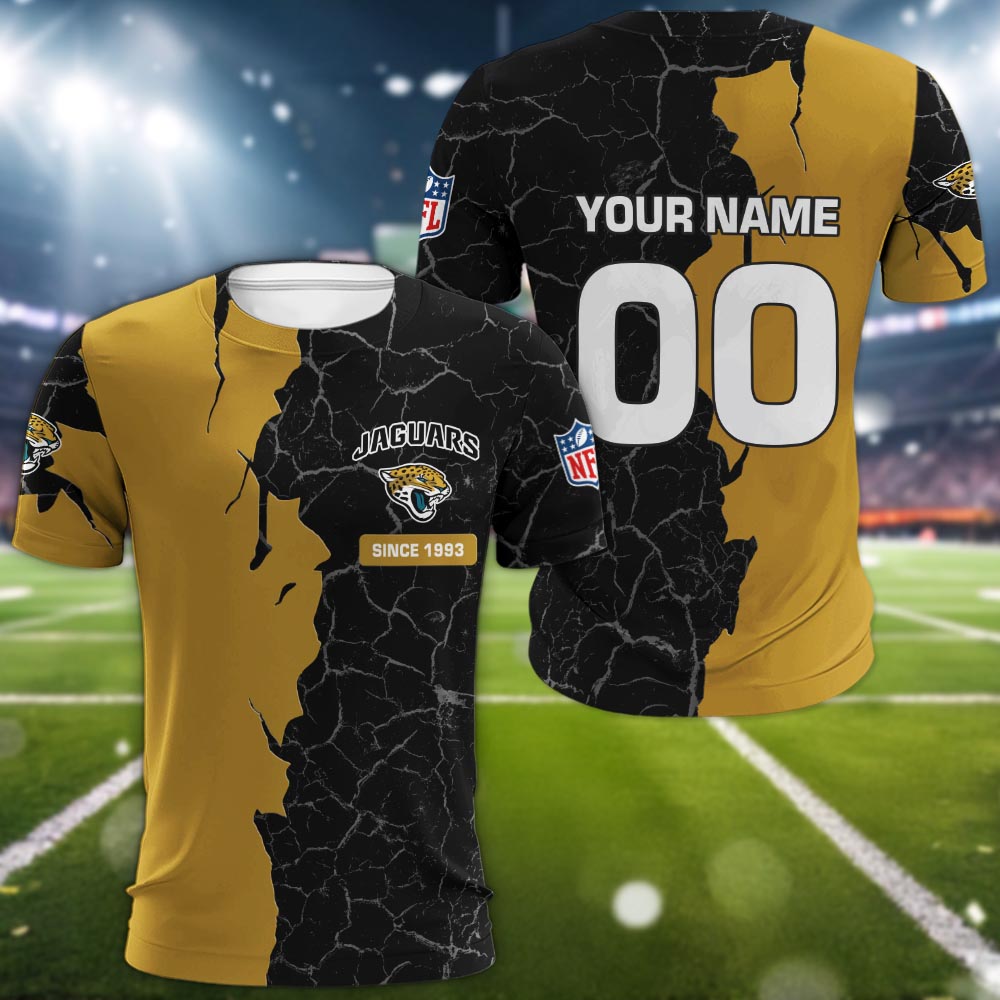 Jacksonville Jaguars 3d Cracked Design Personalized Apparel
