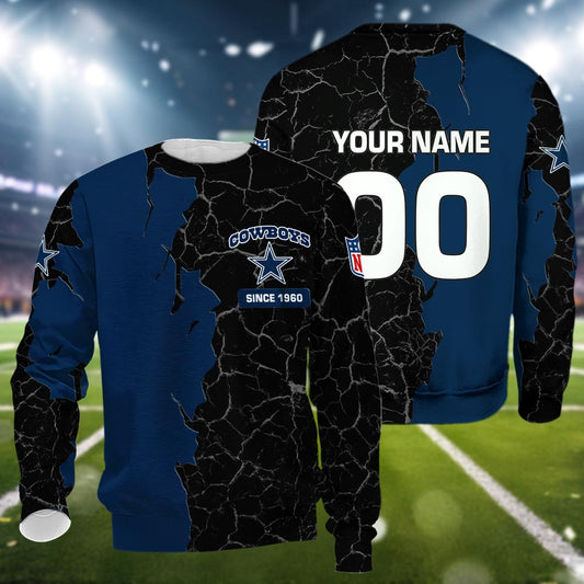Dallas Cowboys 3d Cracked Design Personalized Apparel