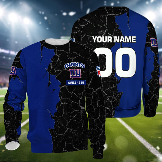 New York Giants 3d Cracked Design Personalized Apparel
