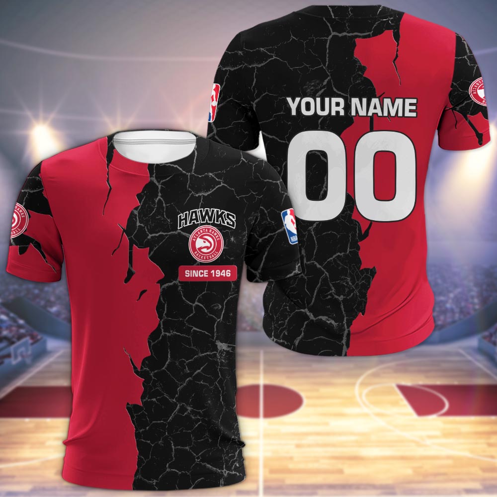 Atlanta Hawks 3d Cracked Design Personalized Apparel
