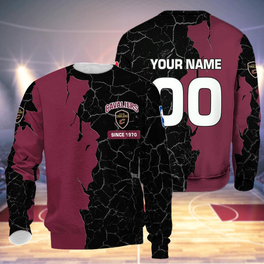 Cleveland Cavaliers 3d Cracked Design Personalized Apparel