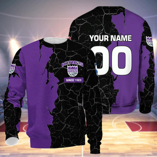 Sacramento Kings 3d Cracked Design Personalized Apparel