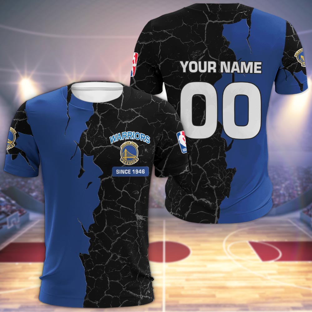 Golden State Warriors 3d Cracked Design Personalized Apparel