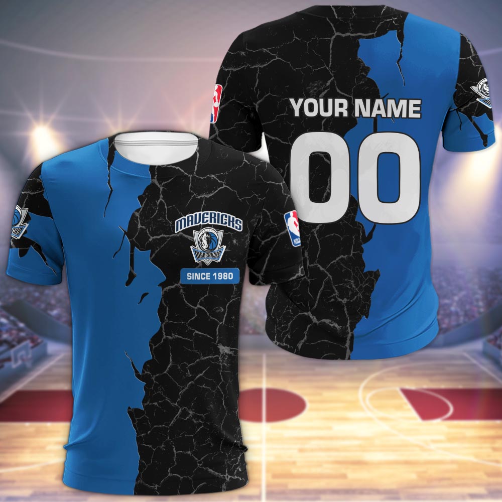 Dallas Mavericks 3d Cracked Design Personalized Apparel