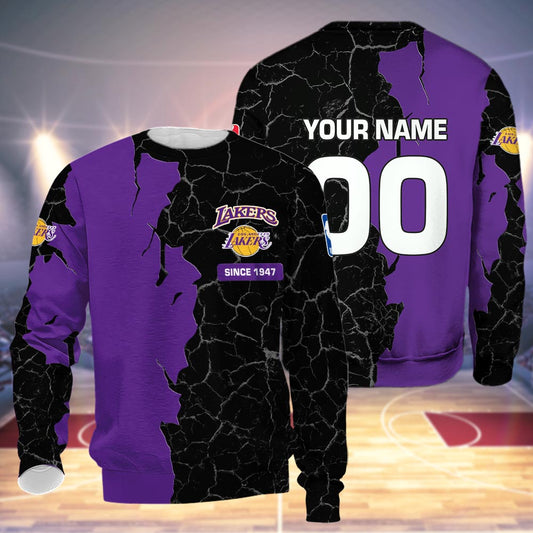 Los Angeles Lakers 3d Cracked Design Personalized Apparel