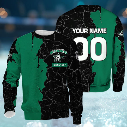 Dallas Stars 3d Cracked Design Personalized Apparel