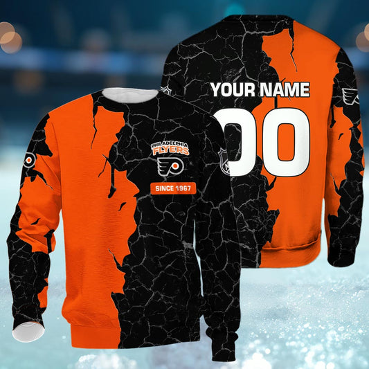 Philadelphia Flyers 3d Cracked Design Personalized Apparel