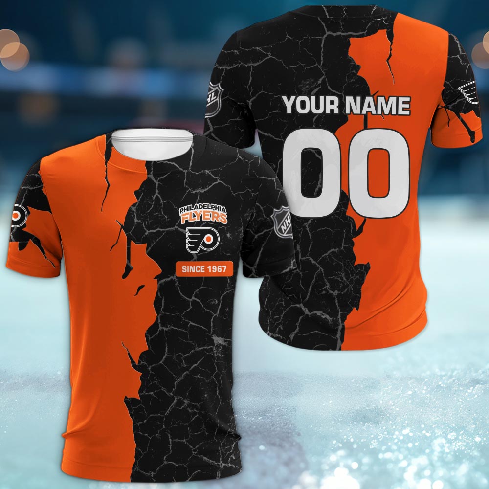 Philadelphia Flyers 3d Cracked Design Personalized Apparel