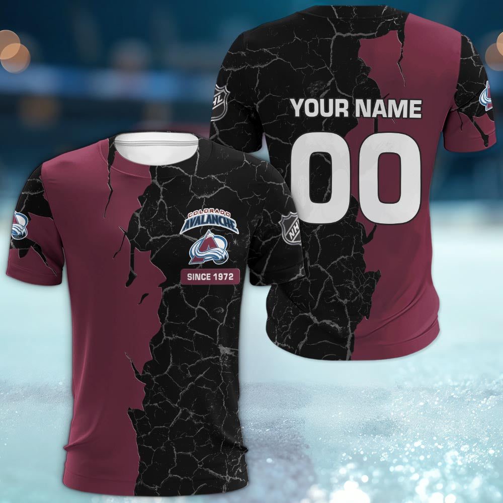 Colorado Avalanche 3d Cracked Design Personalized Apparel