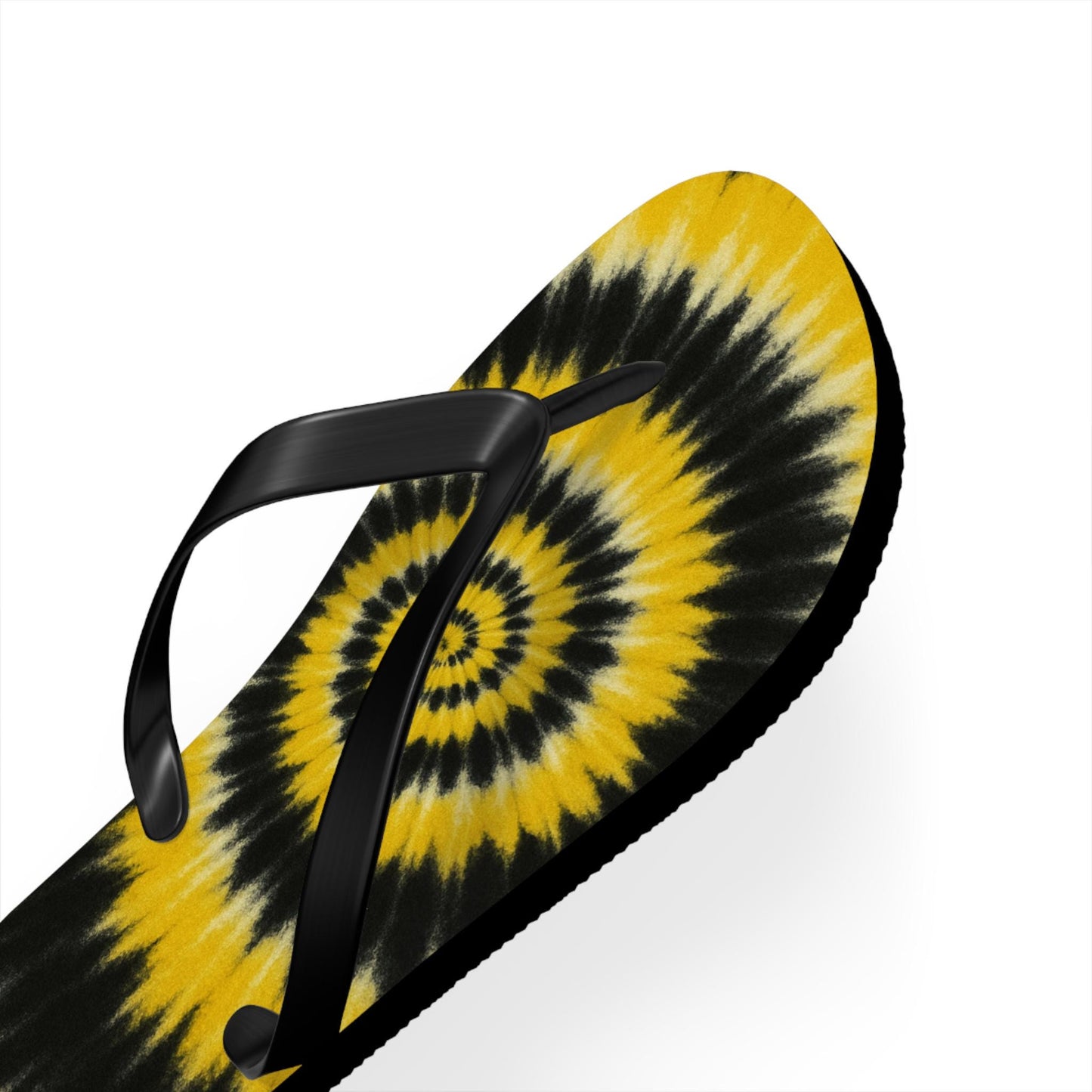 Yellow Tie Dye Flip Flops — Black White Boho Beach Sandals