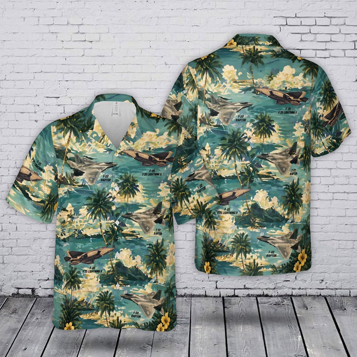 USAF F-22 Raptor & F-35 Lightning II Tropical Hawaiian Shirt