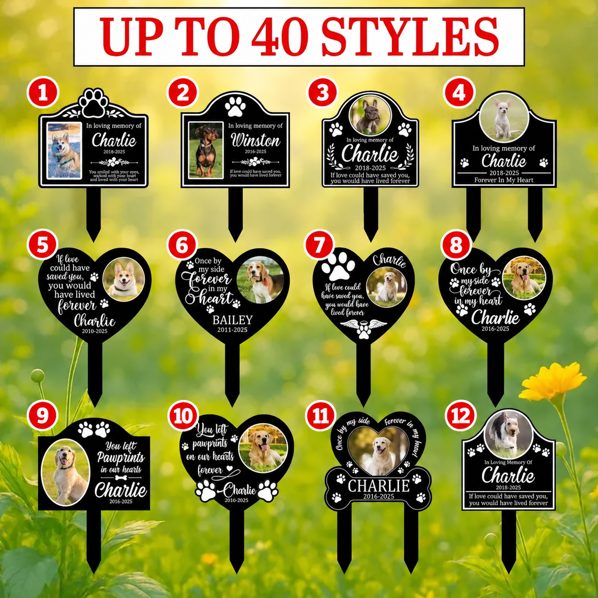 Personalized Dog Memorial Garden Stake – Custom Photo & Name Pet Loss Sympathy Sign