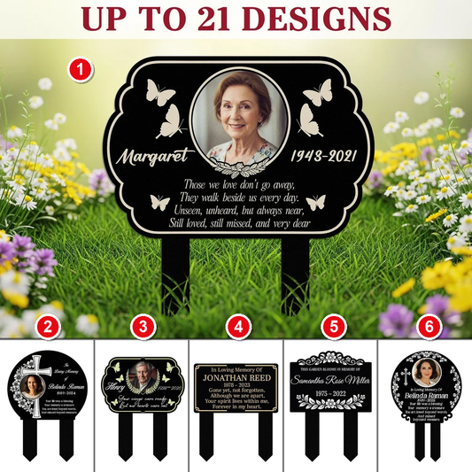 Personalized Photo Memorial Garden Stake – Custom Name And Date Plaque, Sympathy Gift