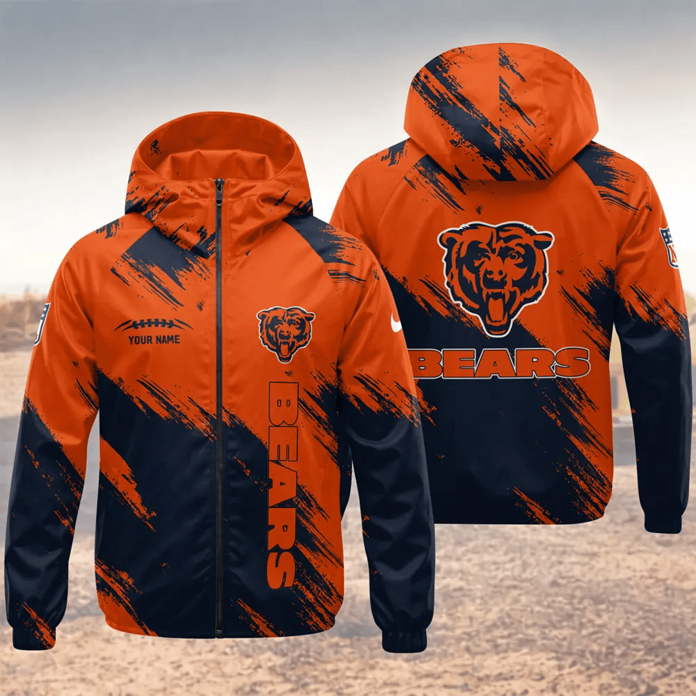 Chicago Bears Hooded Full Zip Windbreaker Jacket Pkm3fg