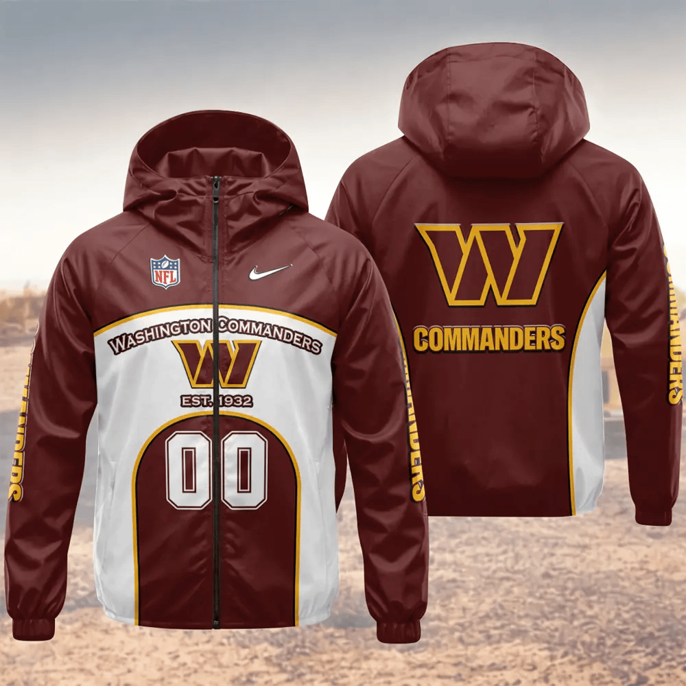 Washington Commanders Hooded Full Zip Windbreaker Jacket Pxjj8g