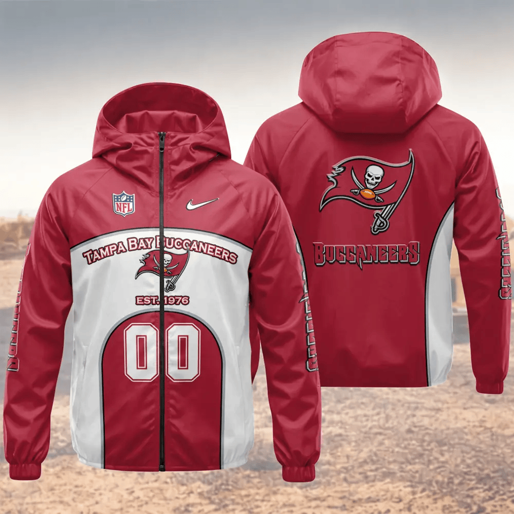 Tampa Bay Buccaneers Hooded Full Zip Windbreaker Jacket Pdv7vy