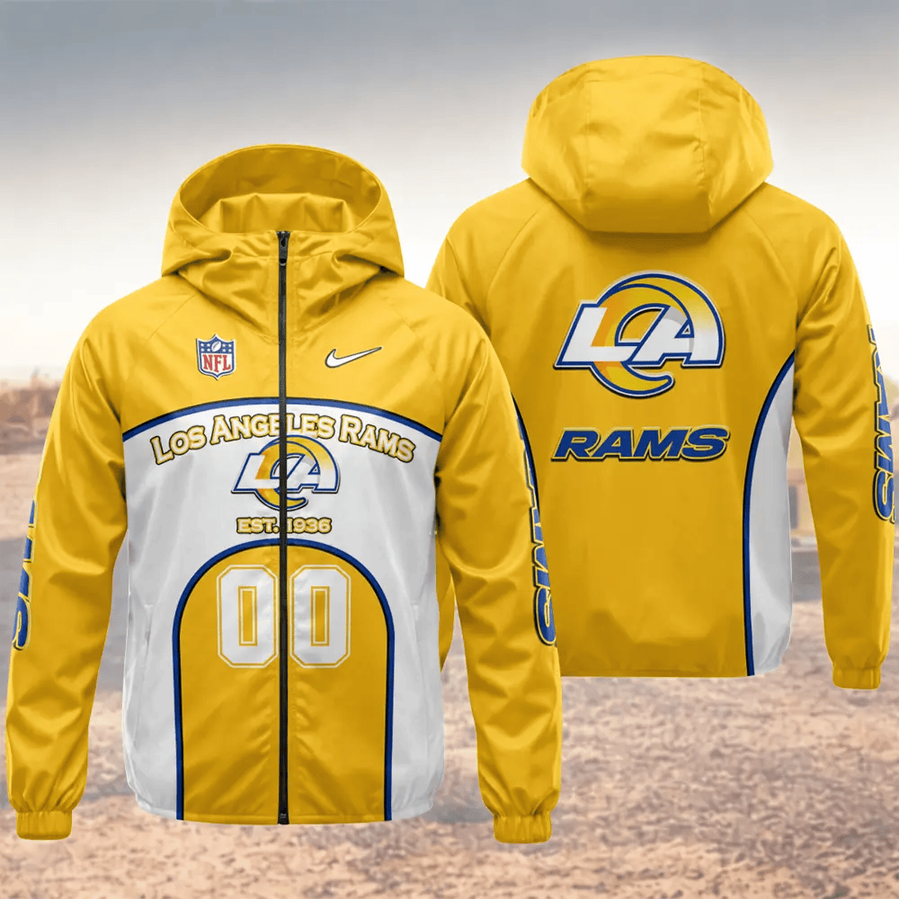 Los Angeles Rams Hooded Full Zip Windbreaker Jacket P24nc2