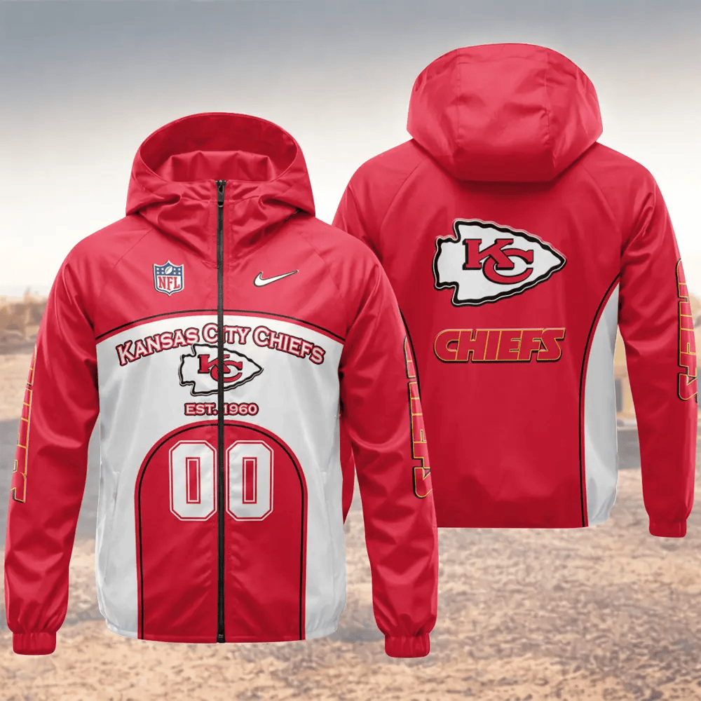 Kansas City Chiefs Hooded Full Zip Windbreaker Jacket Pd5vpg