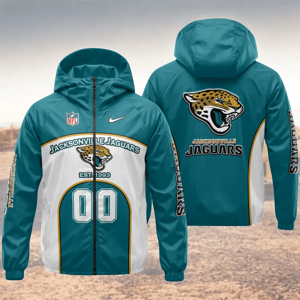 Jacksonville Jaguars Hooded Full Zip Windbreaker Jacket Pn599p