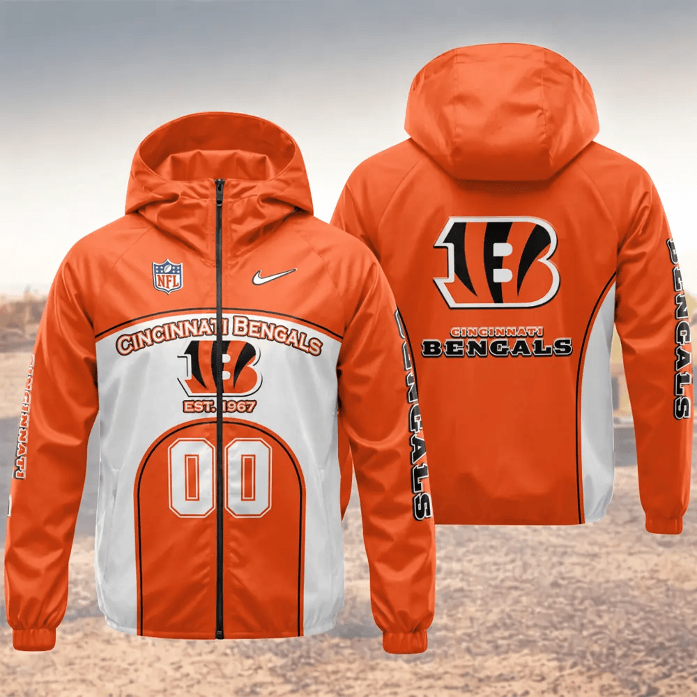 Cincinnati Bengals Hooded Full Zip Windbreaker Jacket Px9rdr