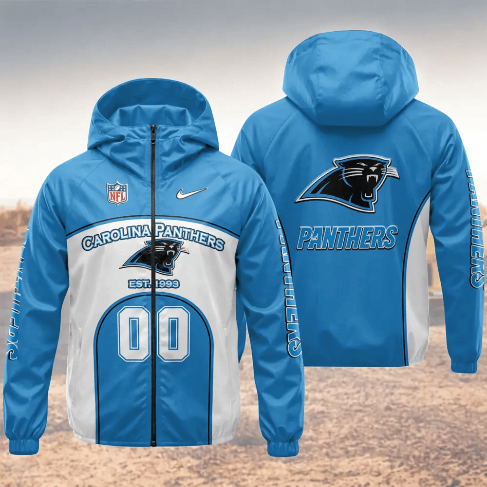 Carolina Panthers Hooded Full Zip Windbreaker Jacket Pmes5k