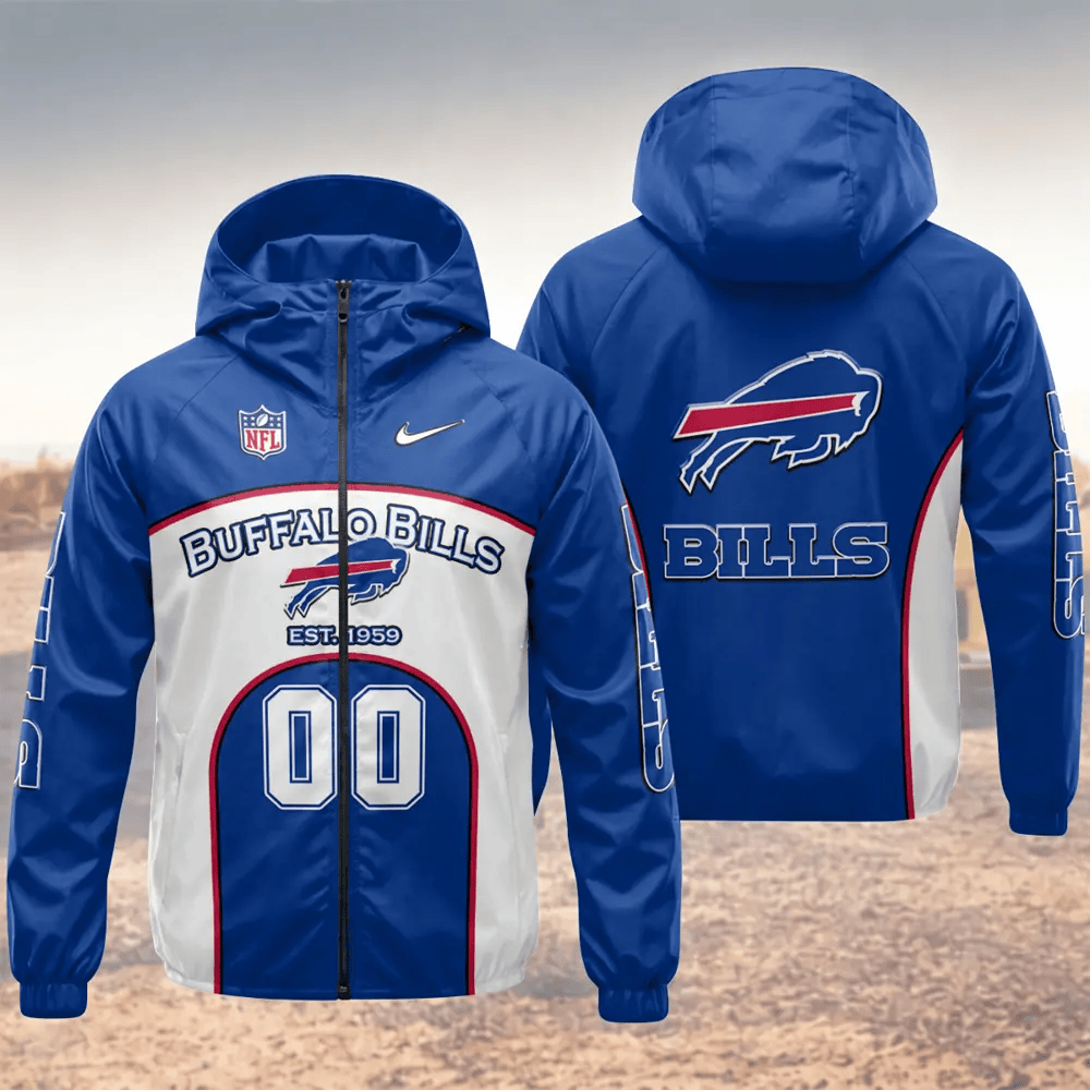 Buffalo Bills Hooded Full Zip Windbreaker Jacket Pd7laa
