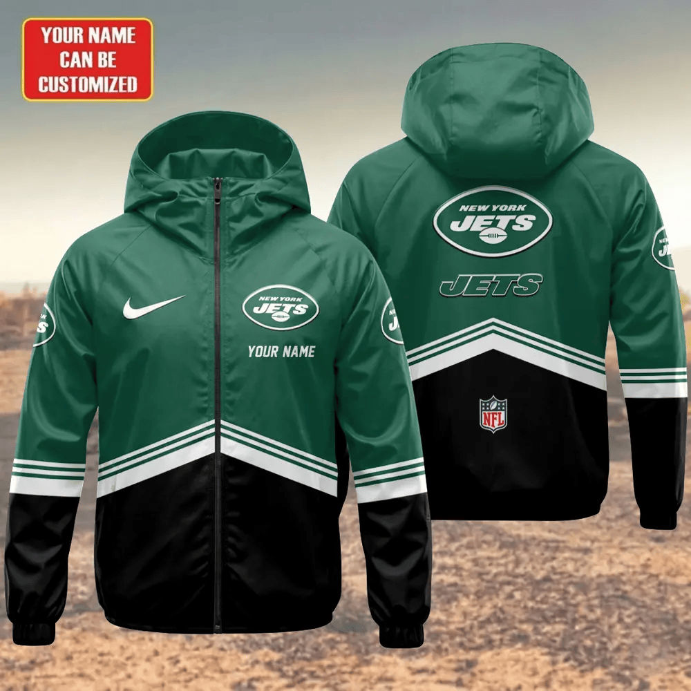 New York Jets Hooded Full Zip Windbreaker Jacket P4bewu