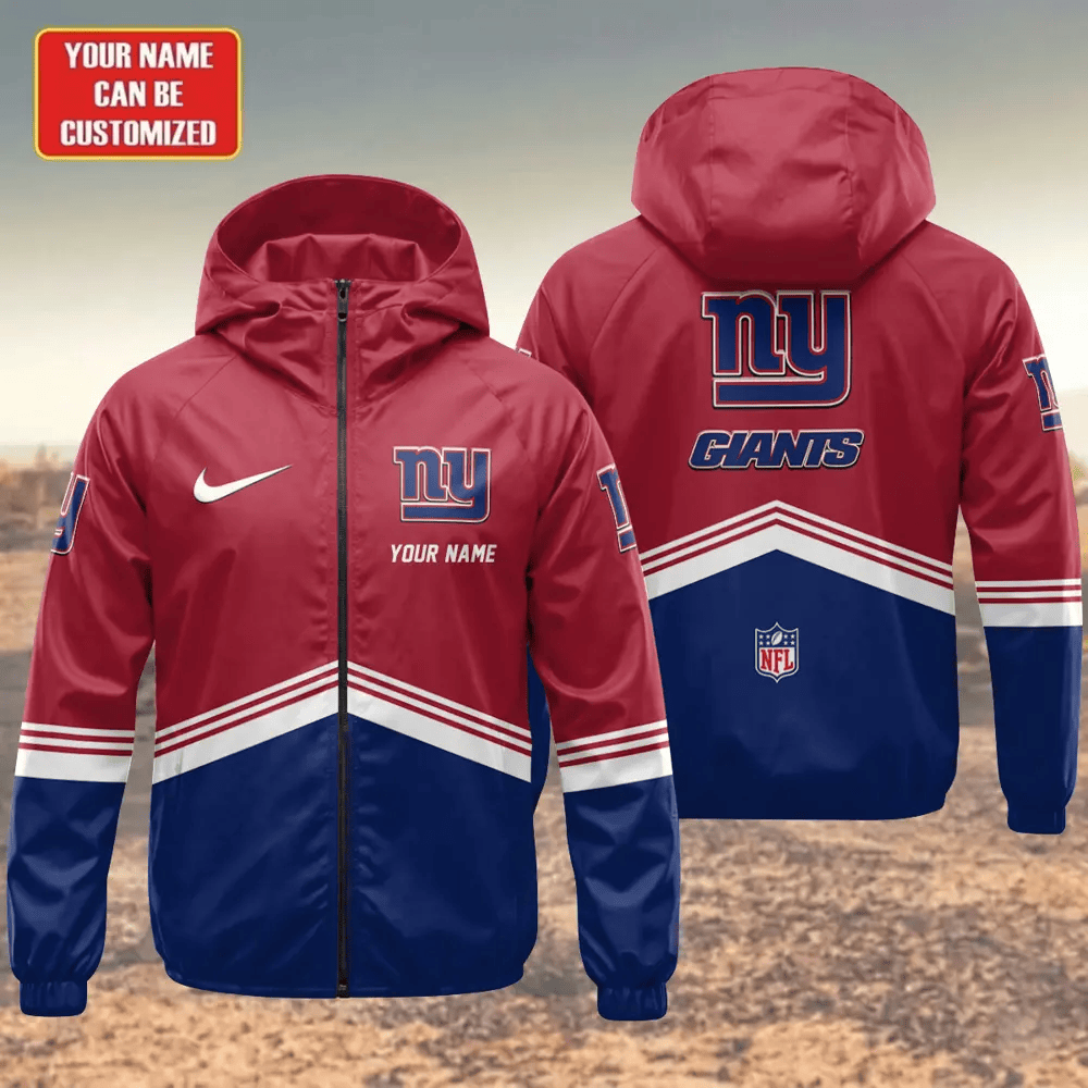 New York Giants Hooded Full Zip Windbreaker Jacket P2crky