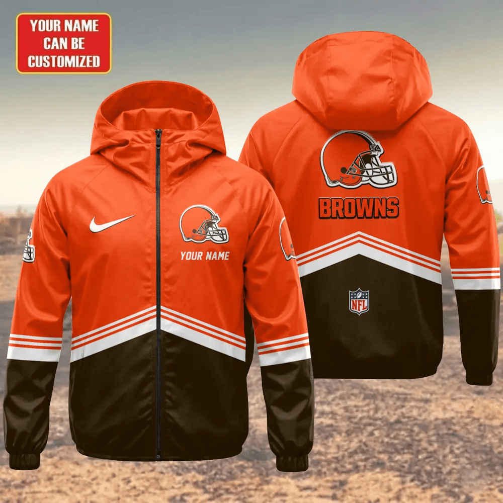 Cleveland Browns Hooded Full Zip Windbreaker Jacket P79jyu