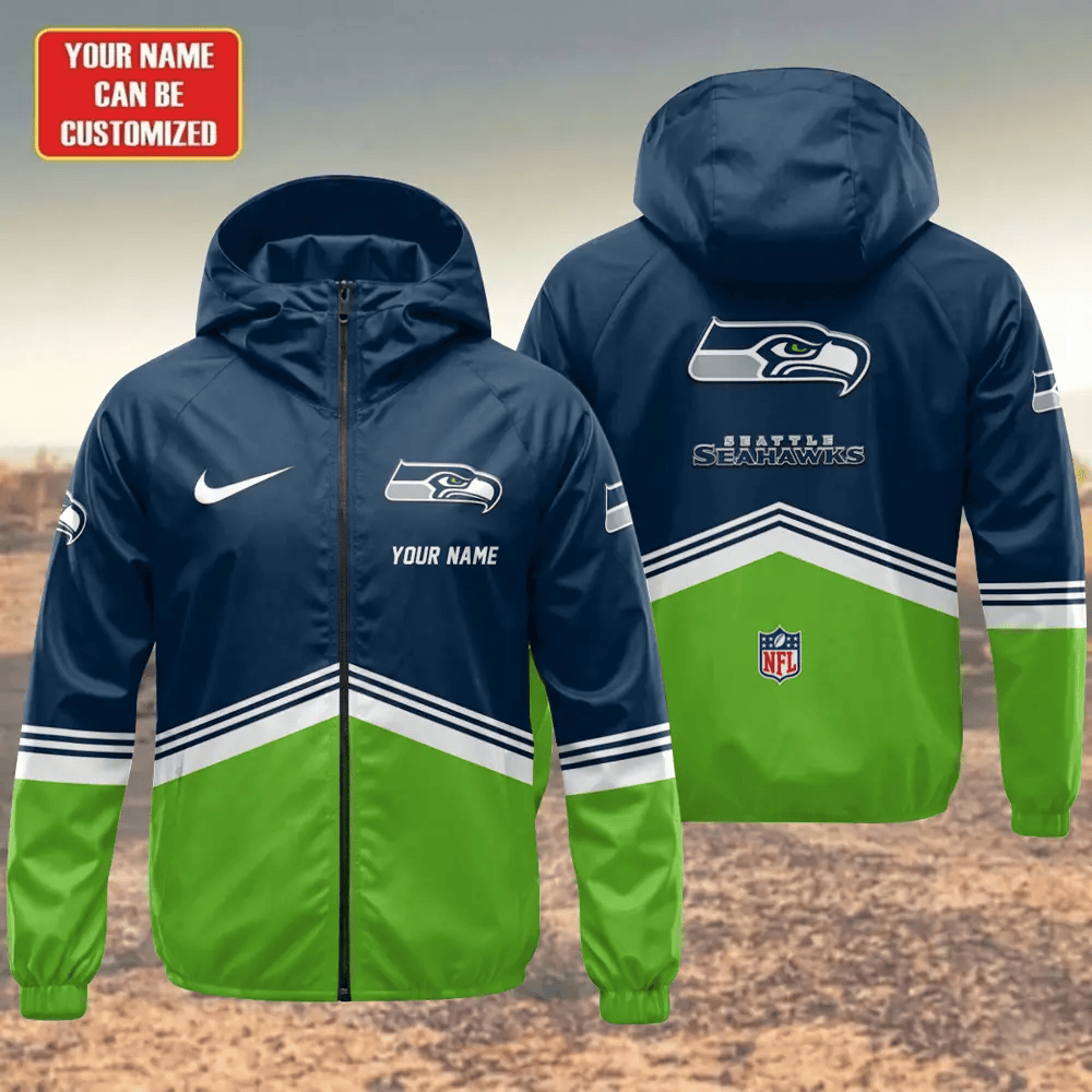 Seattle Seahawks Hooded Full Zip Windbreaker Jacket Pxmb4d