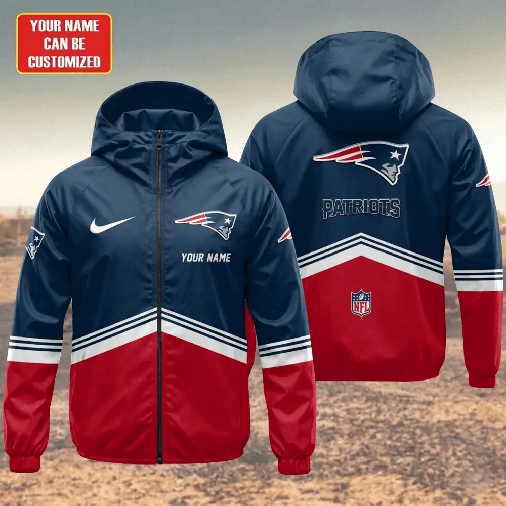 New England Patriots Hooded Full Zip Windbreaker Jacket Pp4lpq