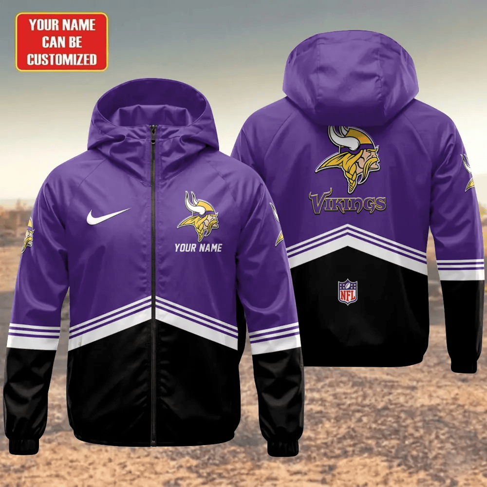 Minnesota Vikings Hooded Full Zip Windbreaker Jacket P3btvz