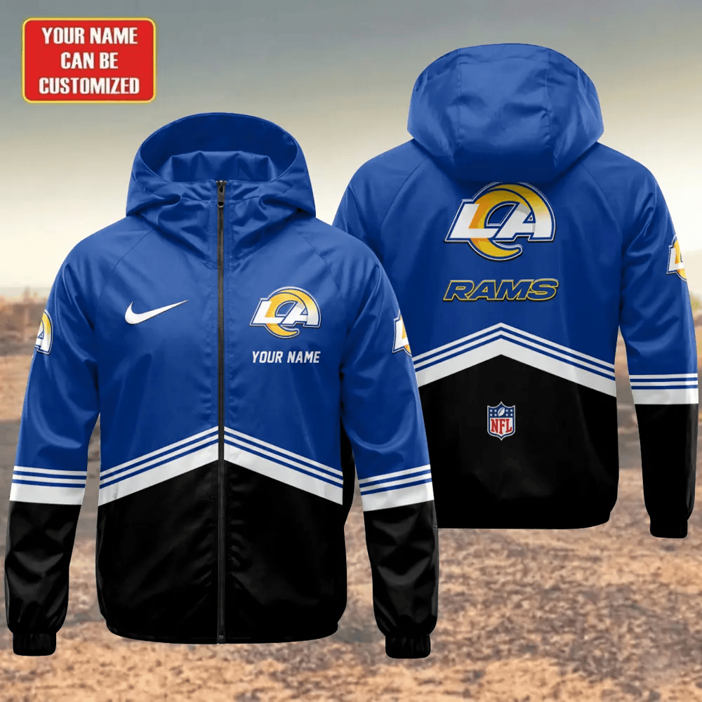 Los Angeles Rams Hooded Full Zip Windbreaker Jacket Pvmr4v