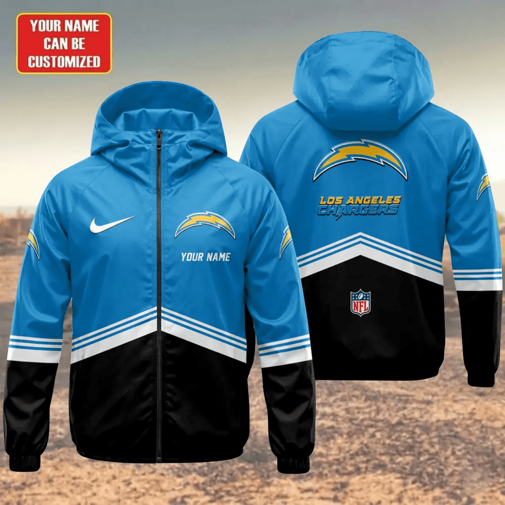 Los Angeles Chargers Hooded Full Zip Windbreaker Jacket Prxq55