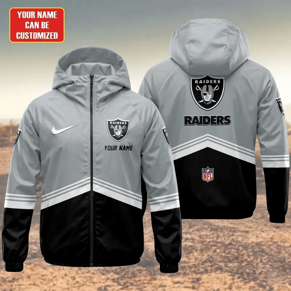 Las Vegas Raiders Hooded Full Zip Windbreaker Jacket Pypp8w