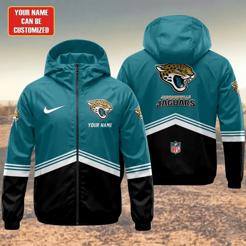 Jacksonville Jaguars Hooded Full Zip Windbreaker Jacket Ps49g5