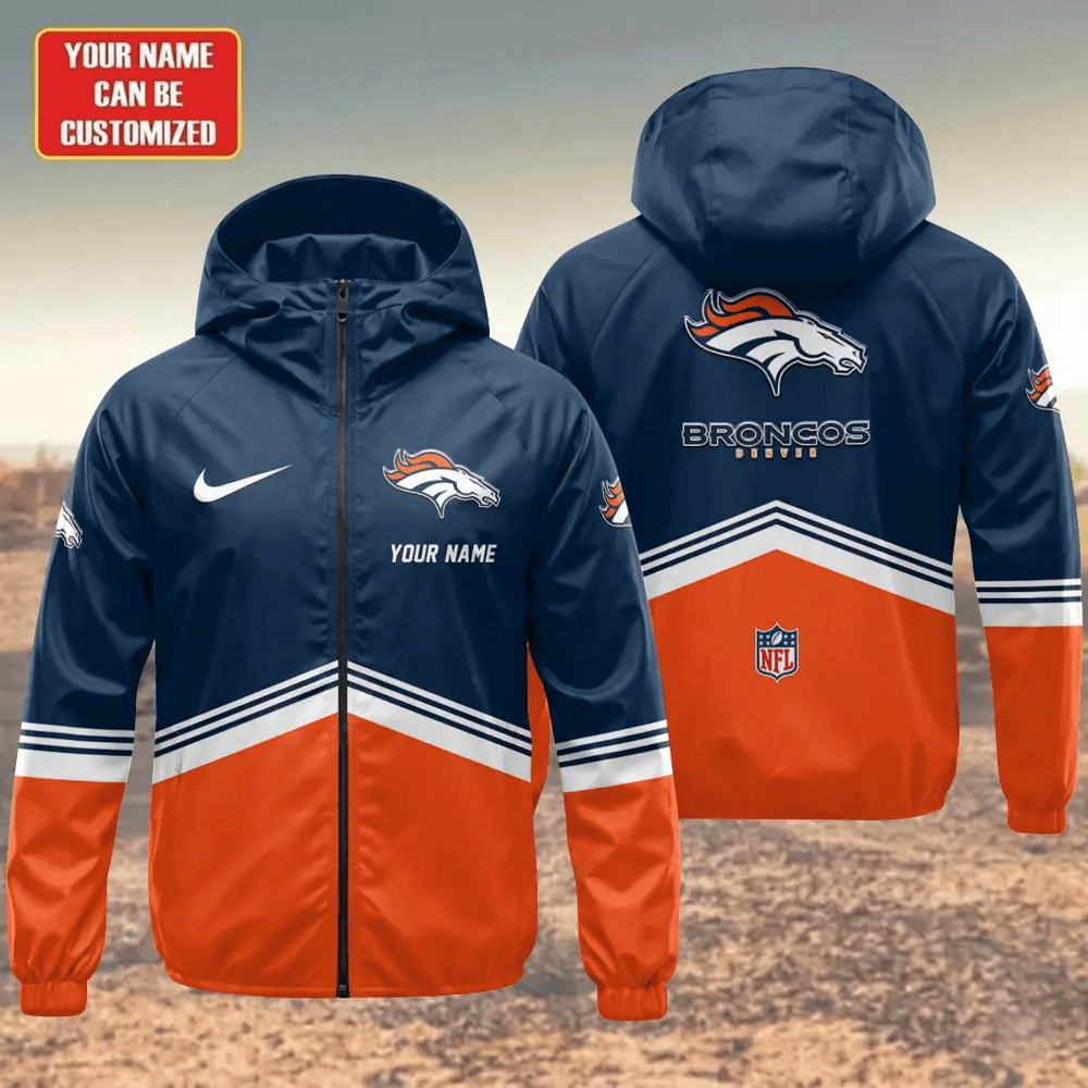 Denver Broncos Hooded Full Zip Windbreaker Jacket Pvwdza