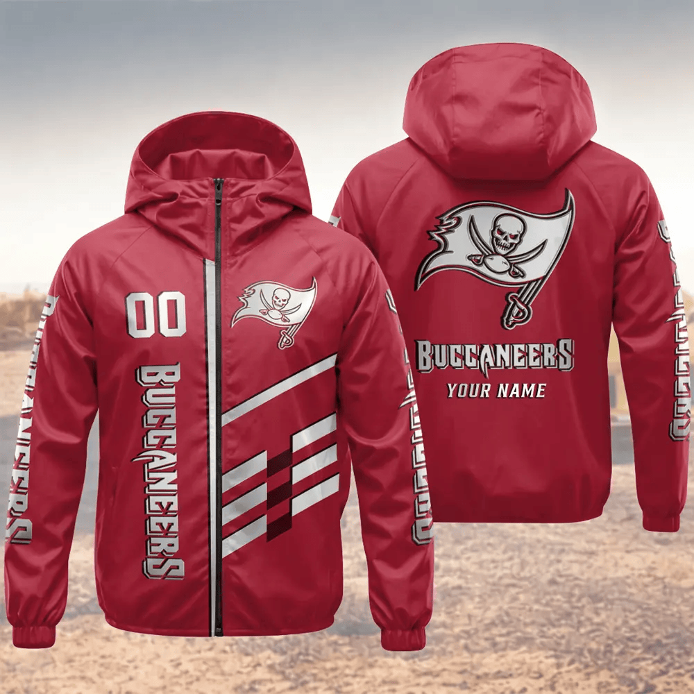 Tampa Bay Buccaneers Hooded Full Zip Windbreaker Jacket Pe5be8