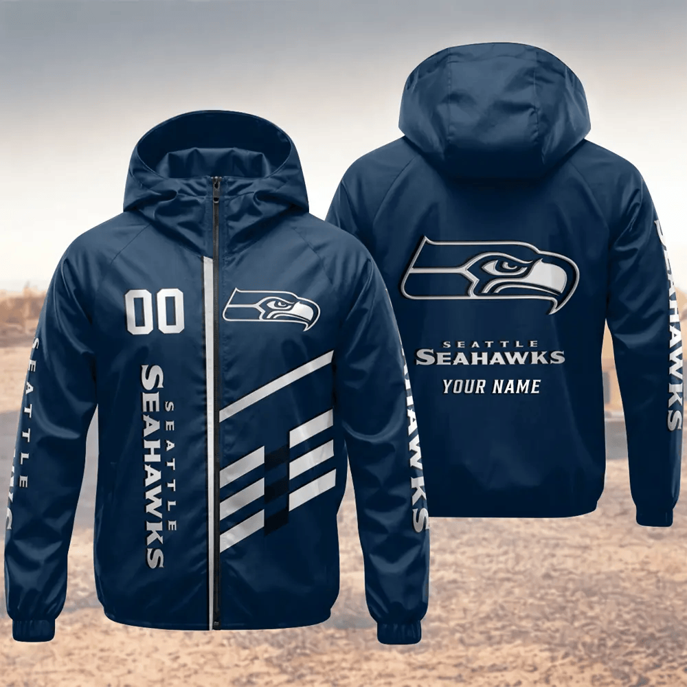 Seattle Seahawks Hooded Full Zip Windbreaker Jacket Pk7cca