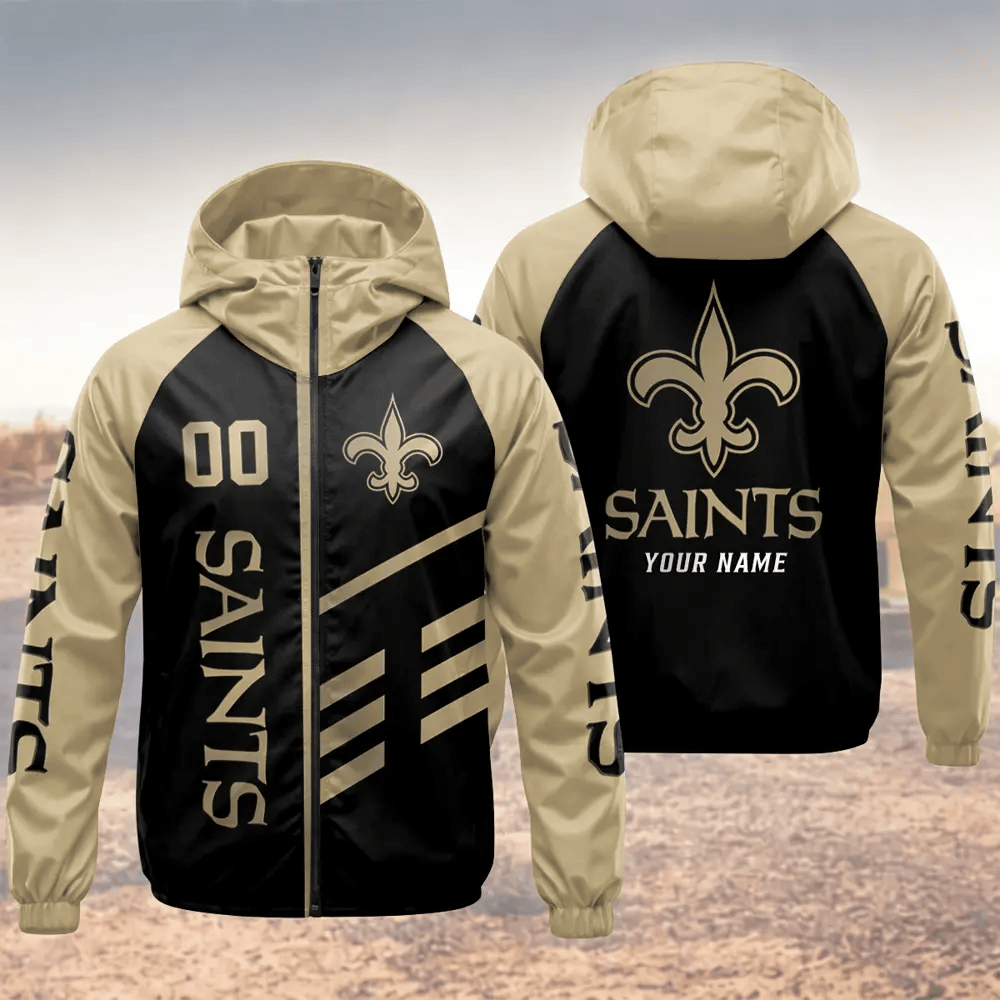 New Orleans Saints Hooded Full Zip Windbreaker Jacket Pr2dpe