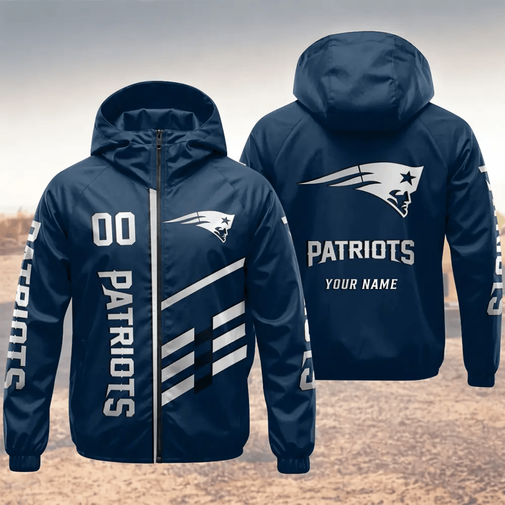New England Patriots Hooded Full Zip Windbreaker Jacket Pv5pr2