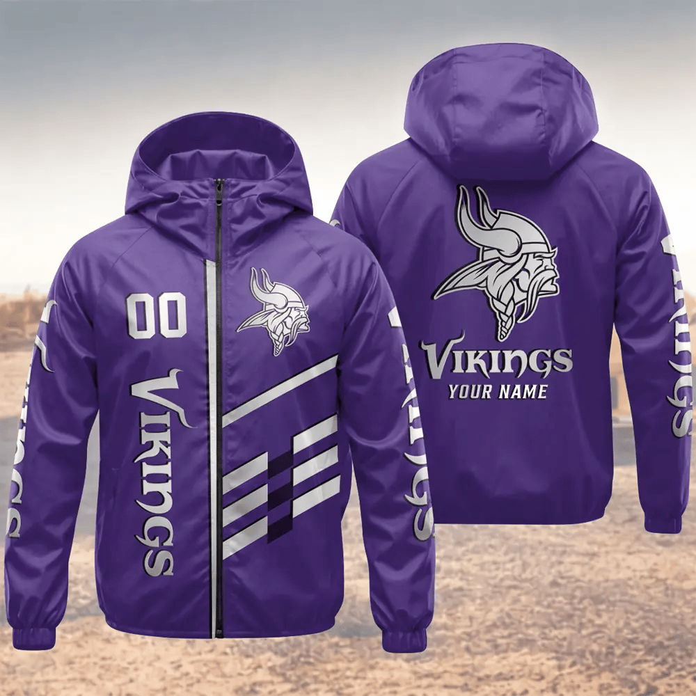 Minnesota Vikings Hooded Full Zip Windbreaker Jacket Pn5sxw