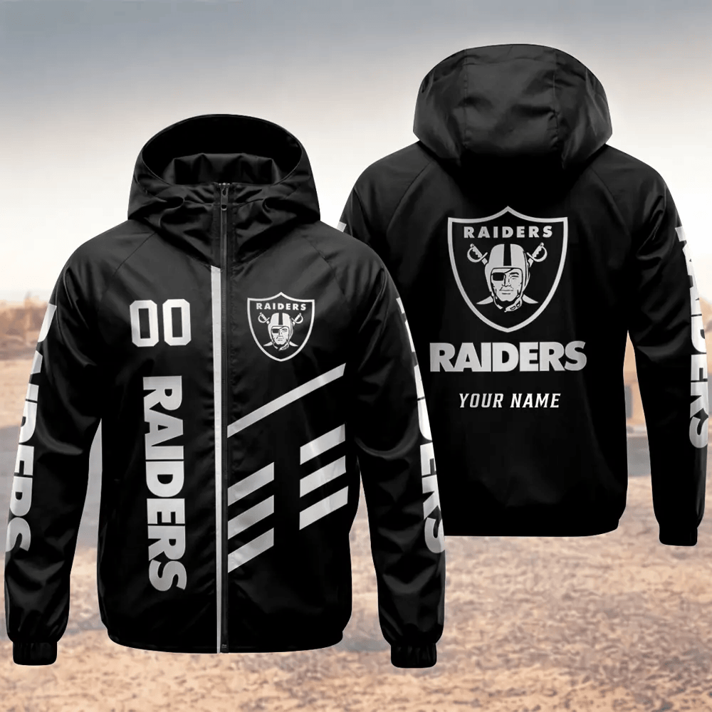 Las Vegas Raiders Hooded Full Zip Windbreaker Jacket P3ghsv