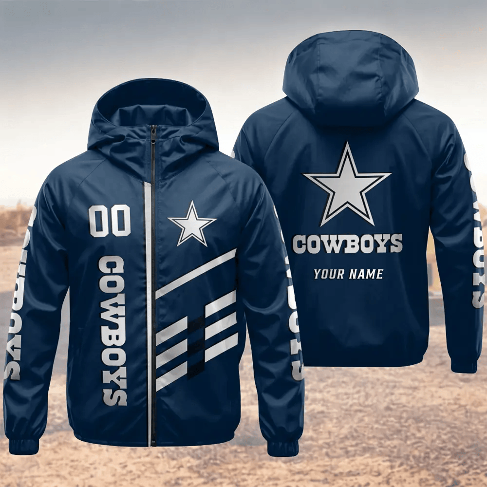 Dallas Cowboys Hooded Full Zip Windbreaker Jacket Pjp4ml