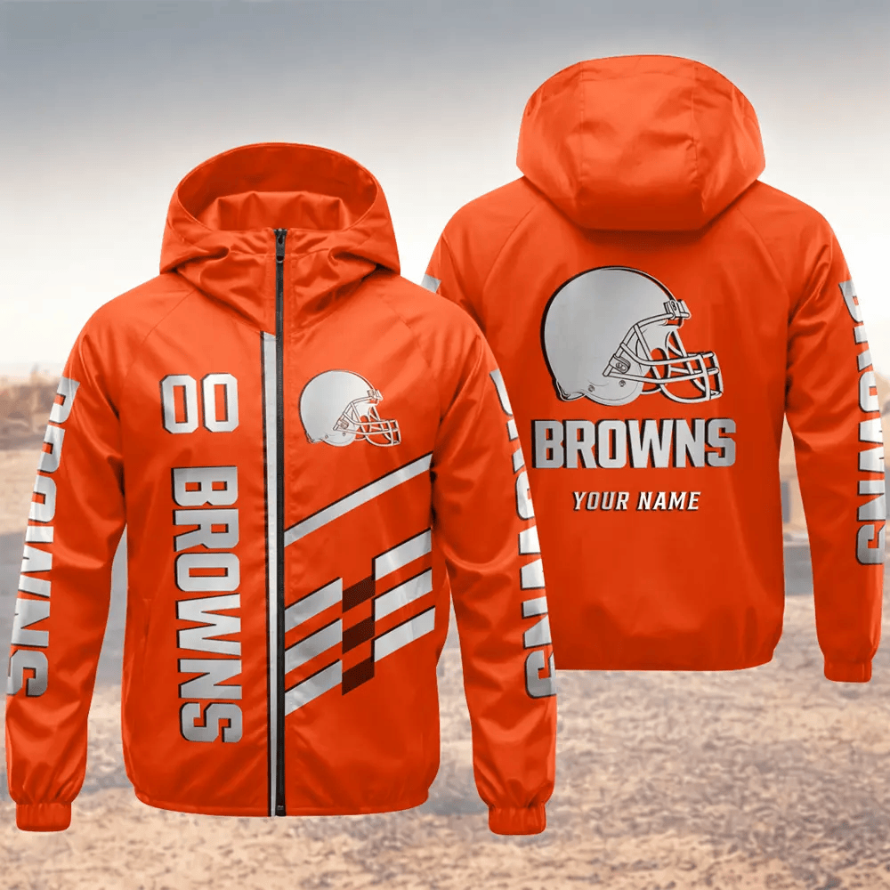 Cleveland Browns Hooded Full Zip Windbreaker Jacket Ppb5py